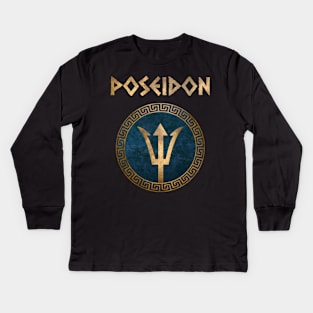 Poseidon Ancient Greek God Kids Long Sleeve T-Shirt